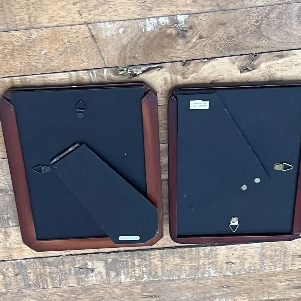 Vintage MCM Solid Dark Wood Picture Frames Set of 2 6 x 8 in